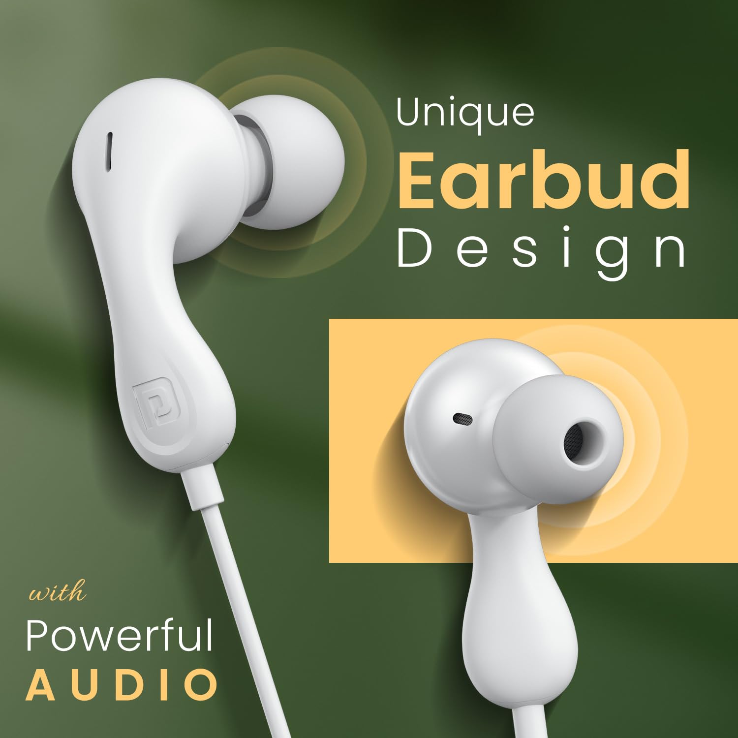 Portronics Conch Kappa C in Ear Type C Wired Earphones with In Line HD Mic, Powerful Audio, 14.2mm Dynamic Driver, Unique Earbuds Design,TPE Anti Tangle Wire,In line Controls,Wide Compatibility(White)