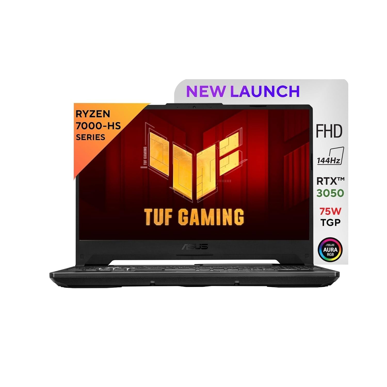 ASUS TUF Gaming A15, AMD Ryzen 7 7435HS Gaming Laptop(NVIDIA RTX 3050-4GB/60W TGP/16GB RAM/512GB SSD/FHD/15.6"/144Hz/RGB KB/48WHr/Windows 11//Graphite Black/2.30 Kg) FA506NCR-HN054W