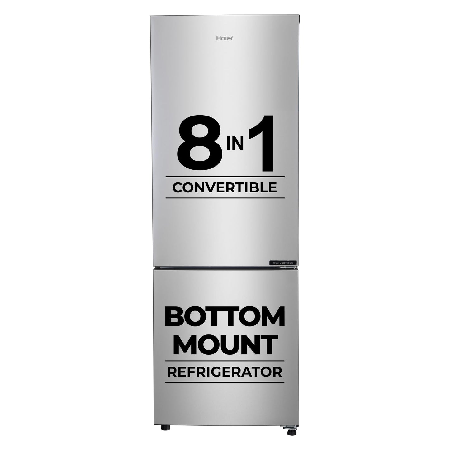 Haier 237 L, 3 Star, 8 In 1 Convertible, Twin Inverter Technology, Bottom Mounted Frost Free Double Door Refrigerator (HEB-243GB-P, GE Black)