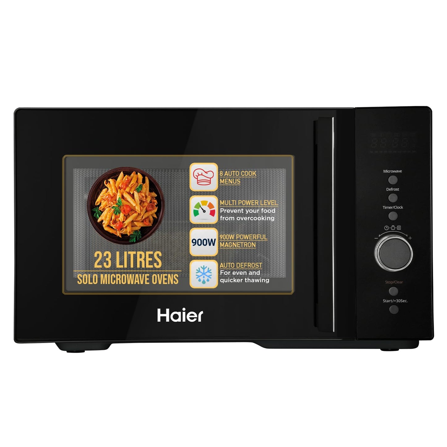 Haier 19 L Inverter Technology, Light Weight, Defrost, 5 Power Levels Solo Microwave Oven (HIL1901MBPB, Black)