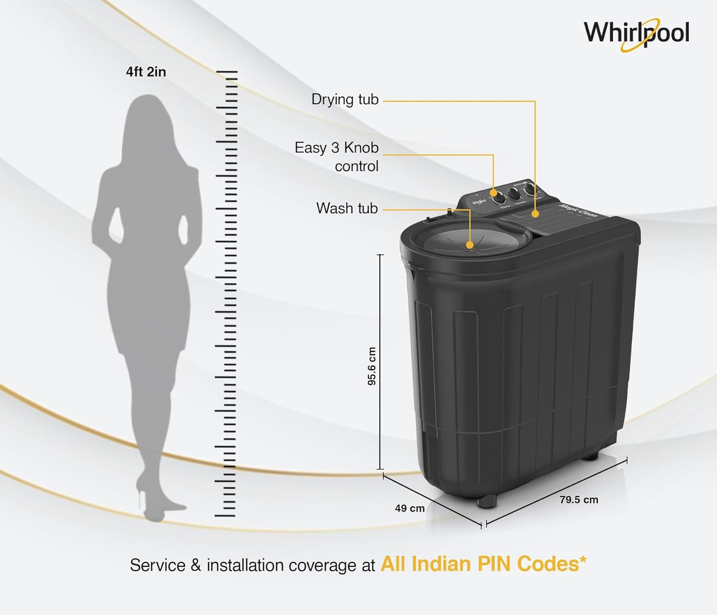 Whirlpool 7.0 Kg 5 Star MAGIC CLEAN Semi-Automatic Top Loading Washing Machine (MAGIC CLEAN RYL SRS 7.0 GREY DAZZLE (5YR), 4 Year Comprehensive Warranty, 1400 RPM Motor, 5 Year Motor Warranty)