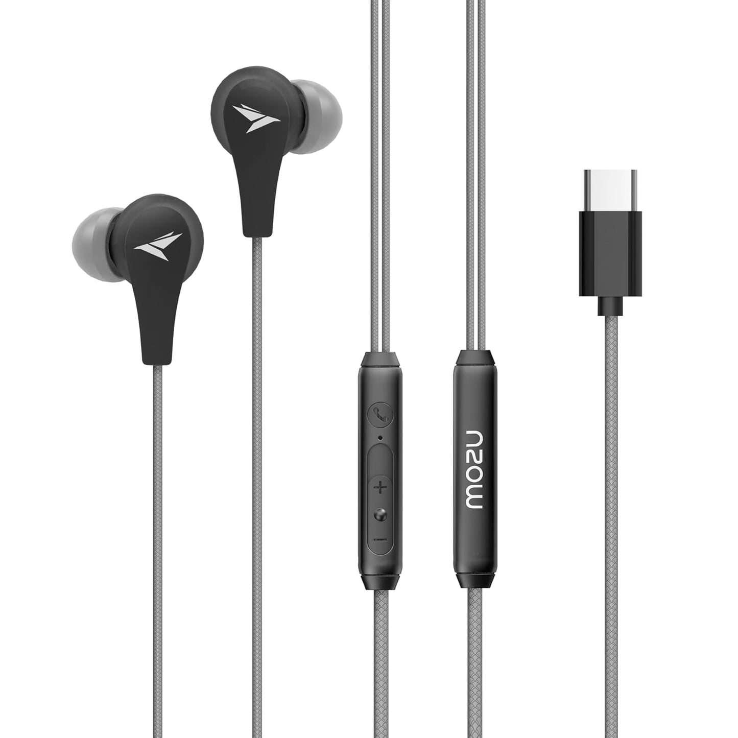 MOZU Audiology 100 Type C Earphone/Headphone with mic Rugged Wire Wide Compatibility Earphone (Fossil Grey)