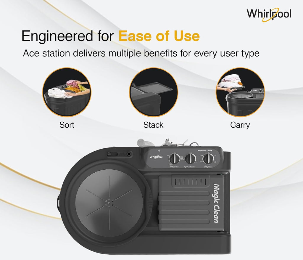 Whirlpool 7.0 Kg 5 Star MAGIC CLEAN Semi-Automatic Top Loading Washing Machine (MAGIC CLEAN RYL SRS 7.0 GREY DAZZLE (5YR), 4 Year Comprehensive Warranty, 1400 RPM Motor, 5 Year Motor Warranty)