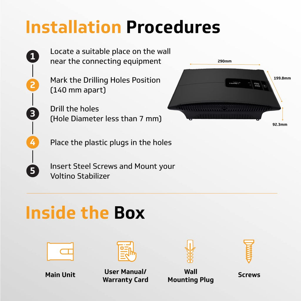V-Guard Voltino Grand Digi Plus TV Stabilizer | Applicable for Smart TVs up to 203 cm (80'') + Set Top Box,Home Theatre/Gaming Console| 4 A Capacity | Dual Seven Segment Digital Display | Black