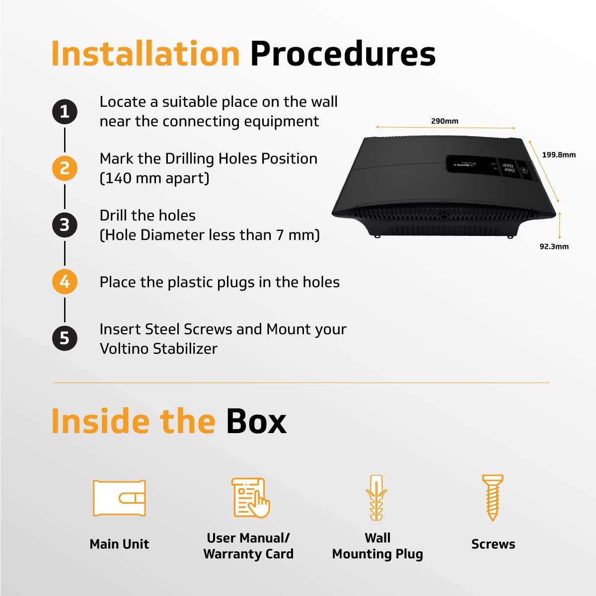 V-Guard Voltino Grand Digi Plus TV Stabilizer | Applicable for Smart TVs up to 203 cm (80'') + Set Top Box,Home Theatre/Gaming Console| 4 A Capacity | Dual Seven Segment Digital Display | Black