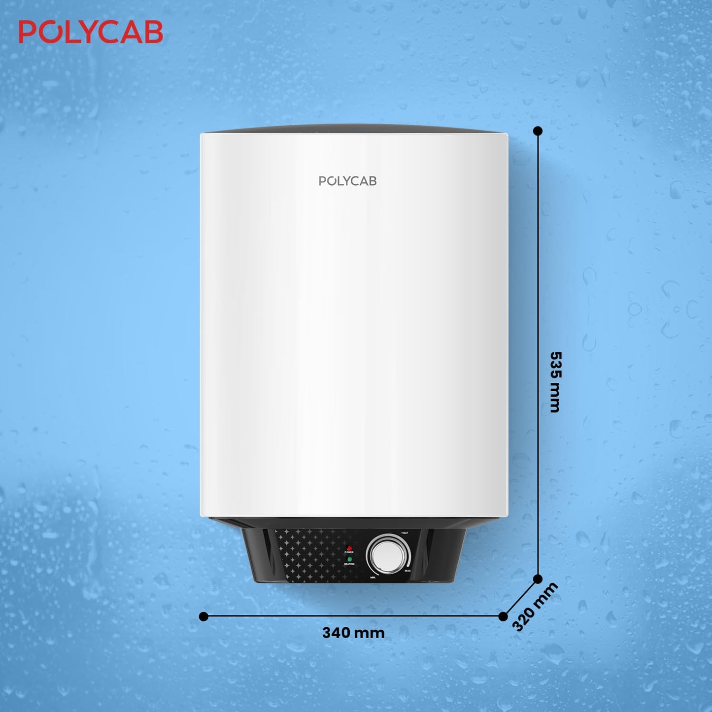 POLYCAB Celestia Prime 5-Star 15 Litre Water Heater (Geyser) | Free Connecting Pipe | 5-Year Tank Warranty by POLYCAB | Temperature Control Knob | Faster Heating, Shock Resistant【White】