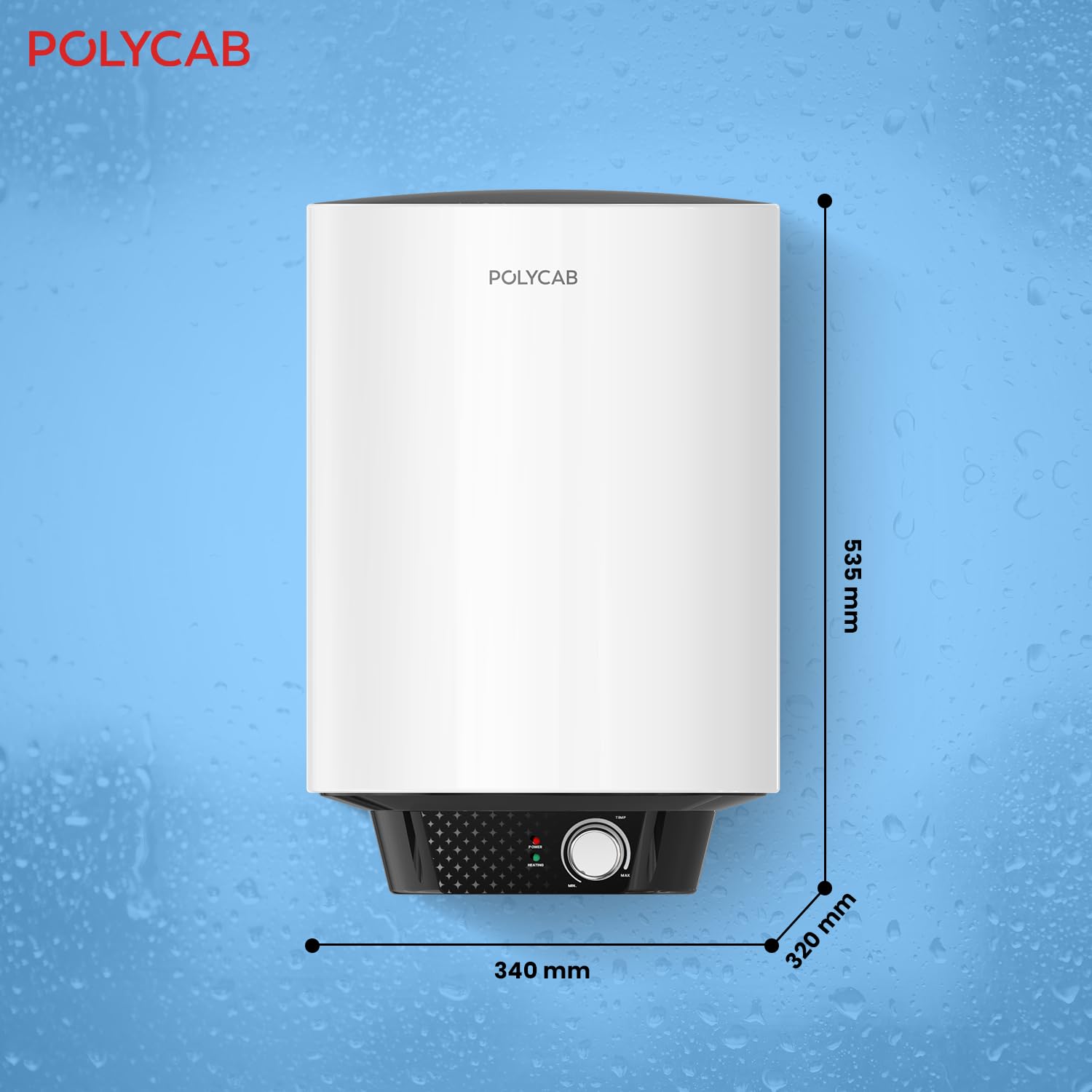 POLYCAB Celestia Prime 5-Star 15 Litre Water Heater (Geyser) | Free Connecting Pipe | 5-Year Tank Warranty by POLYCAB | Temperature Control Knob | Faster Heating, Shock Resistant【White】