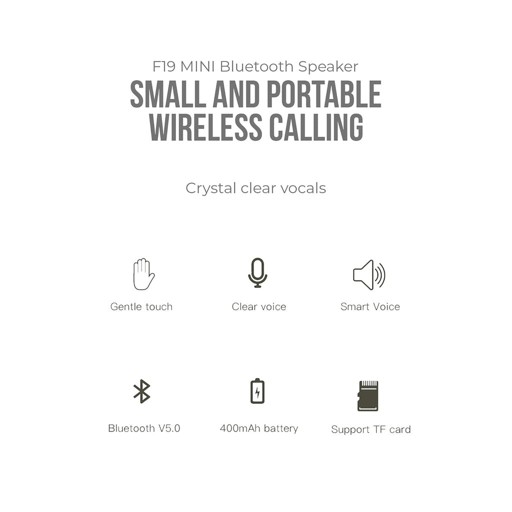 XO F19 Mini Portable Bluetooth Speaker with HD Sound Quality, Bluetooth v5.0, Up to 400mAh Battery & High-Definition Microphone Support TF Card - Green