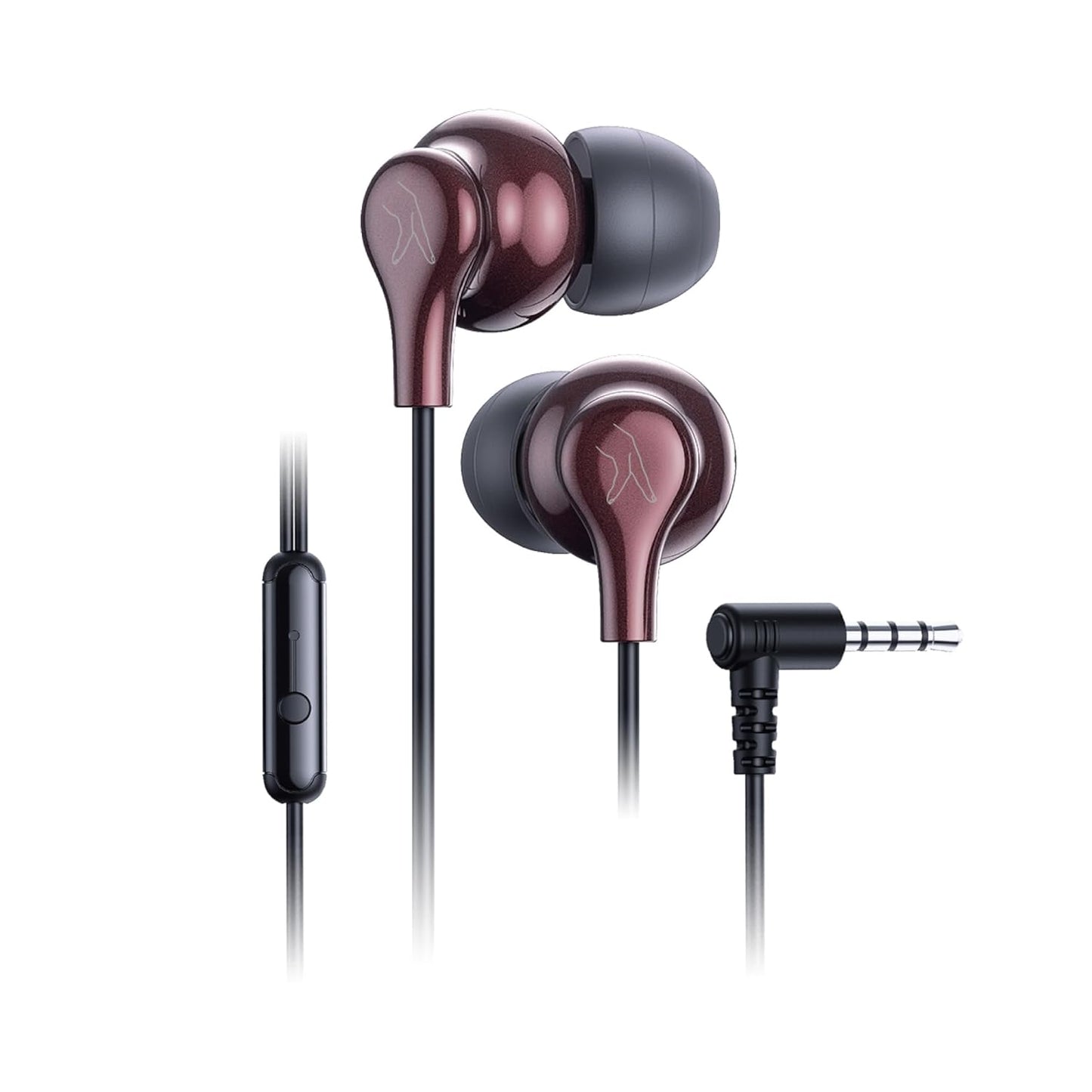 FINGERS SoundBoss Wired Earphones (with in-Built Mic, Sturdy Cable and L-pin Connector)- Burgandy