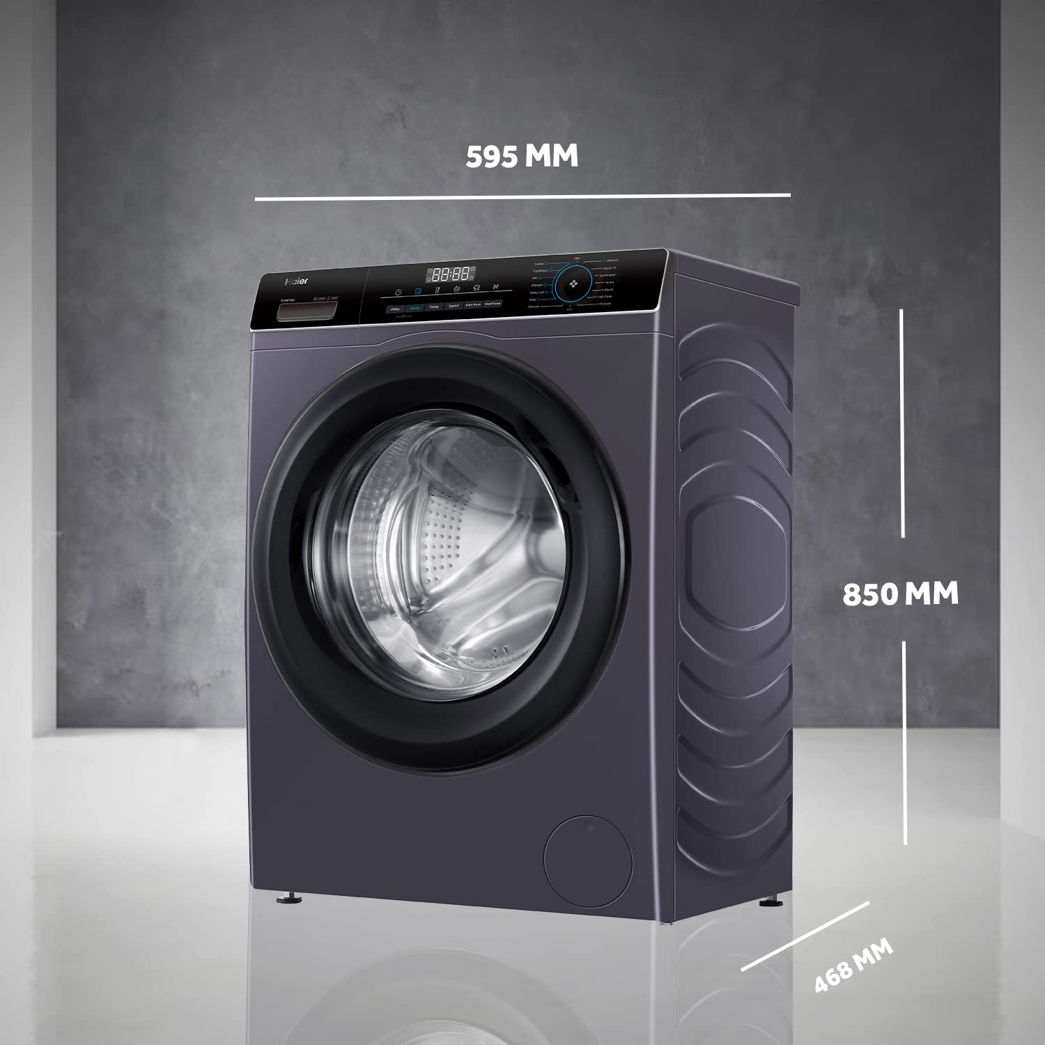 Haier 7 Kg 5 Star Inverter Direct Motion Motor Fully Automatic Front Load Washing Machine (HW70-IM12929S6, 525 Super Drum, Puri Steam, Starry Silver)