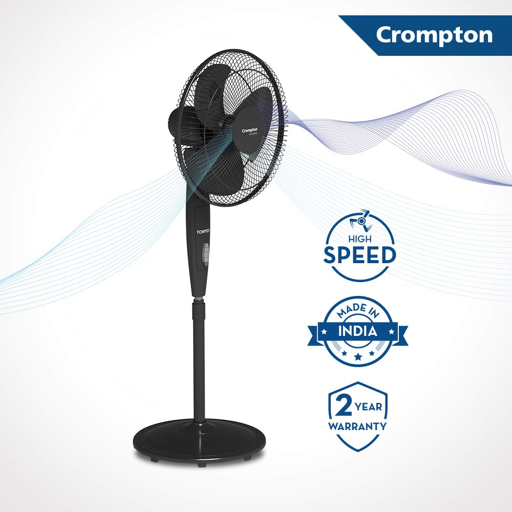Crompton HighSpeed Torpedo 400 mm Pedestal Fan (Black)
