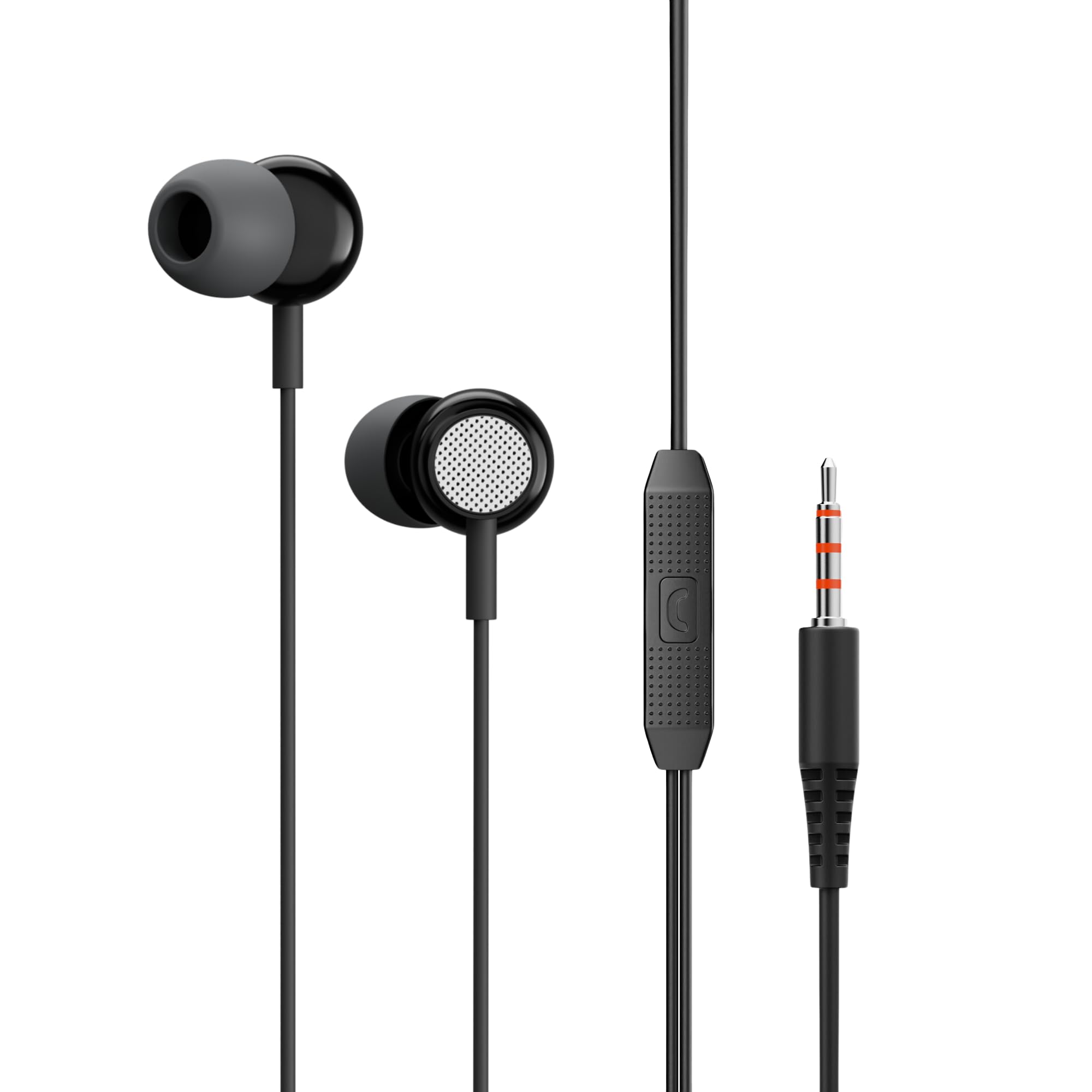 OOGE Beat 1 Wired Earphones with Mic, 3.5mm Jack, Deep Bass, Inline Controls, Lightweight and Comfortable Fit, Earphone Wired with Mic, Ideal for Laptop, Tablet, and Android Devices (White)