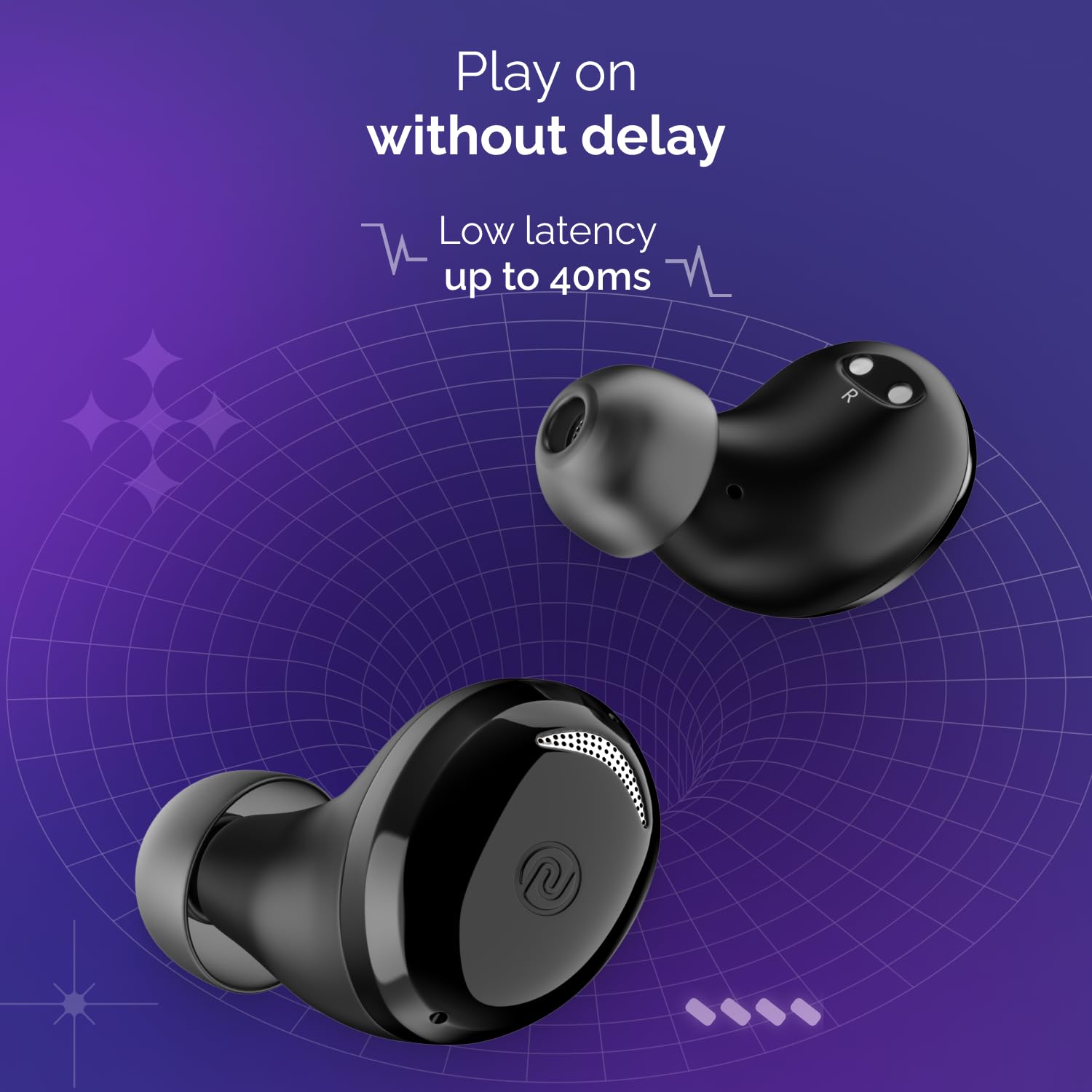 Noise Buds Trance in-Ear Truly Wireless Earbuds with 45H of Playtime, Low Latency(up to 40 ms), Instacharge(10 min=200 min), BT v5.3(Jet Black)