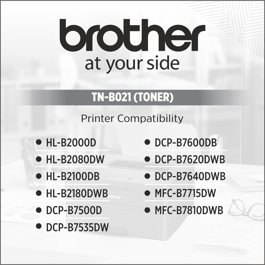 Brother Toner TN-B021 Has 2600 Pages Yield Compatible with HL-B2000D HL-B2080DW HL-B2100DB HL-B2180DWB DCP-B7500D DCP-B7535DW DCP-B7600DB DCP-B7640DWB DCP-B7620DWB MFC-B7717DW MFC-B7810DWB
