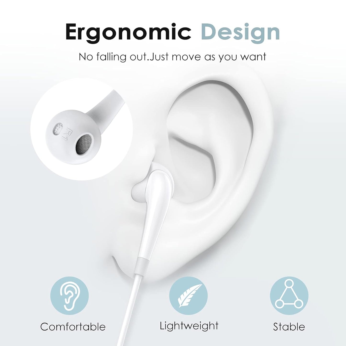 Oraimo in-Ear Wired Earphones | 1.2m Cable | 3.5mm Jack | Airing Design (White Color)