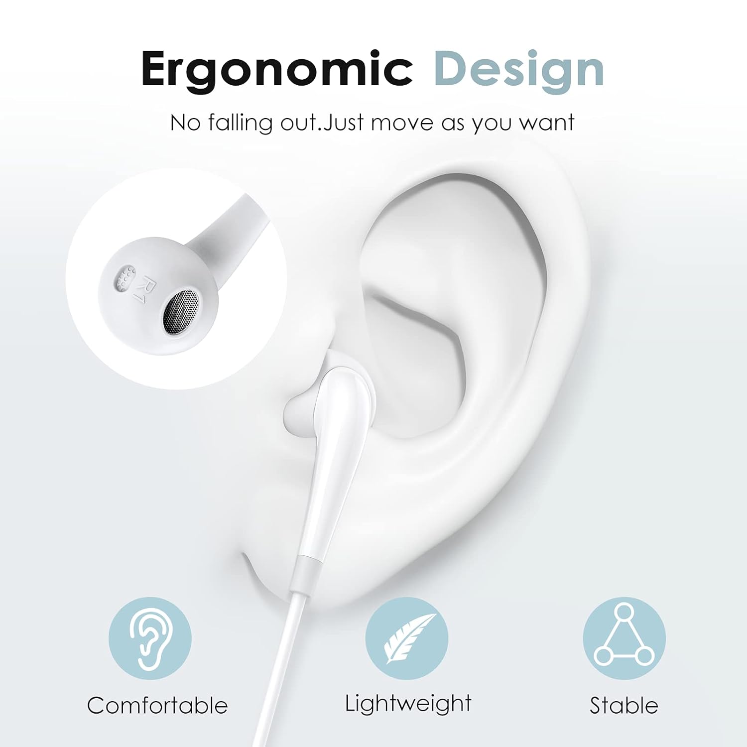 Oraimo in-Ear Wired Earphones | 1.2m Cable | 3.5mm Jack | Airing Design (White Color)