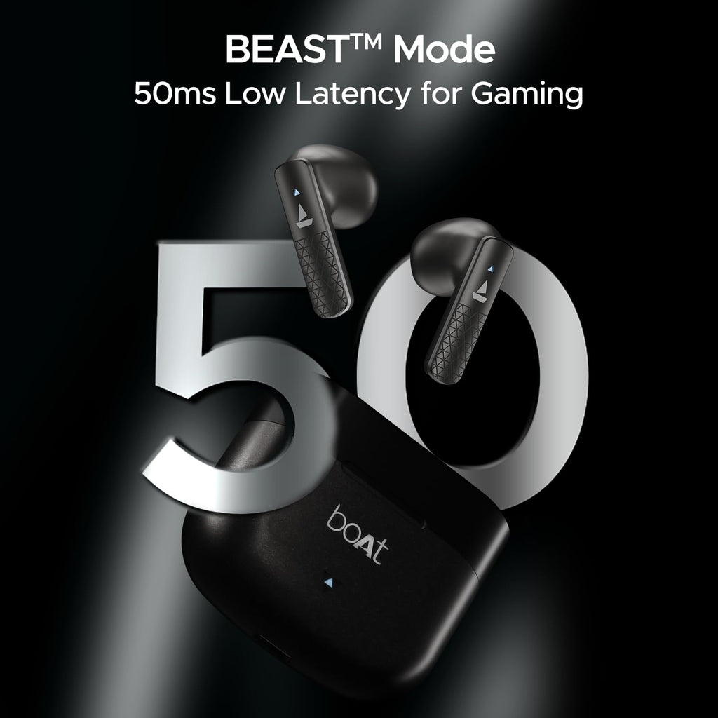 boAt Airdopes 91 Prime, 45HRS Battery, 13mm Drivers, Metallic Finish, Low Latency,ENx Tech, Fast Charge, v5.3 Bluetooth TWS in Ear Earbuds Wireless Earphones with mic (Midnight Black)