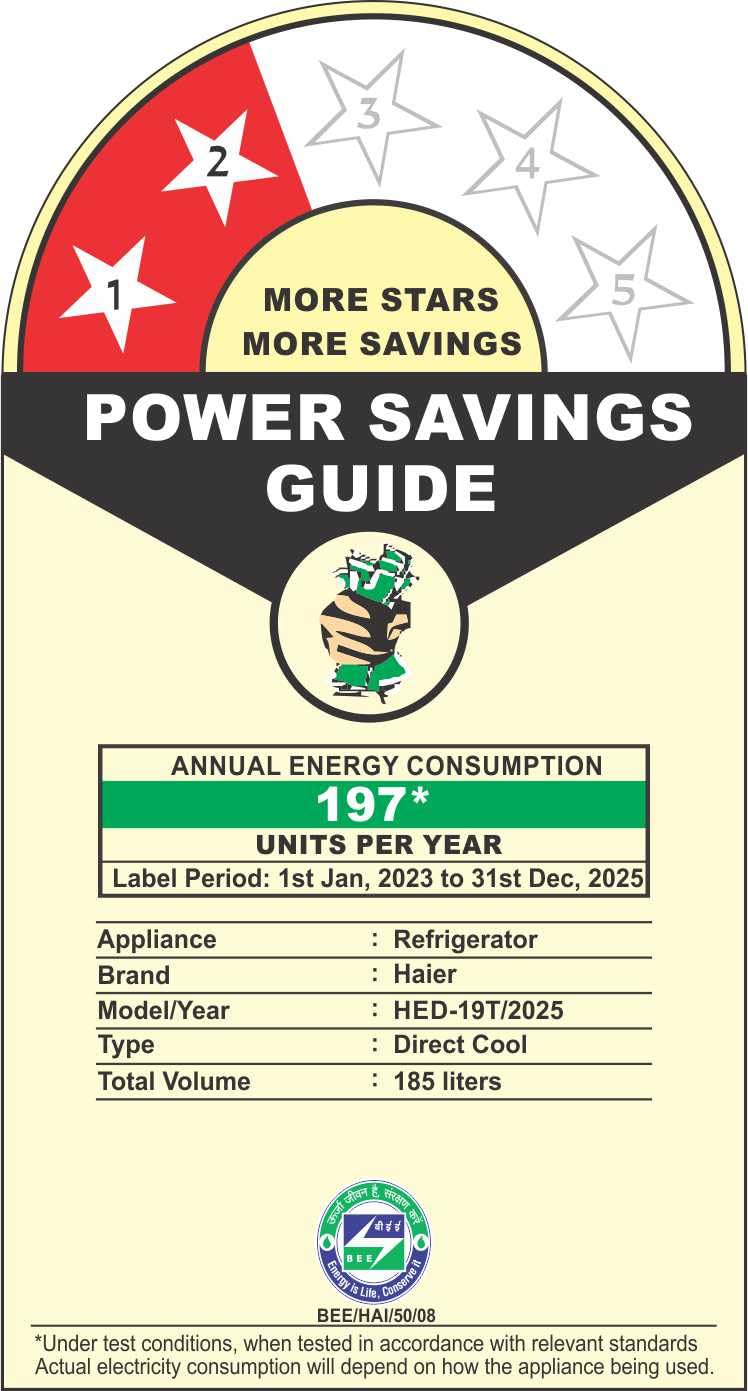 Haier 185 L, 2 Star, Direct-Cool Single Door Refrigerator (HED-19TMS-N, Moon Silver)