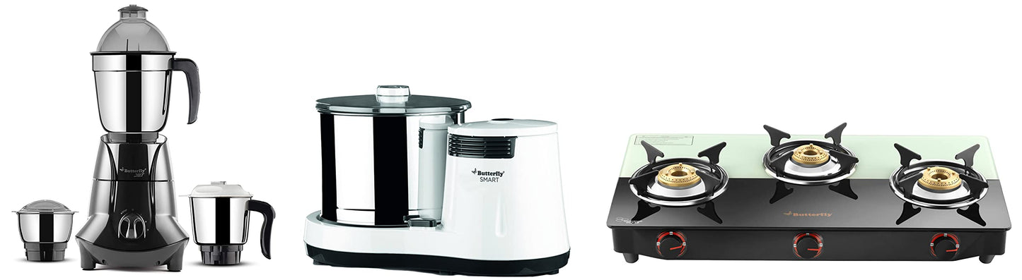 Butterfly Smart 2 Litres Table-Top Wet Grinder|150 Watts|Shockproof ABS Body| Coconut Scrapper Attachment|2 stones with 4-Way Grinding| Stainless Steel Drum | 2 Years Manufacturer's Warranty | White