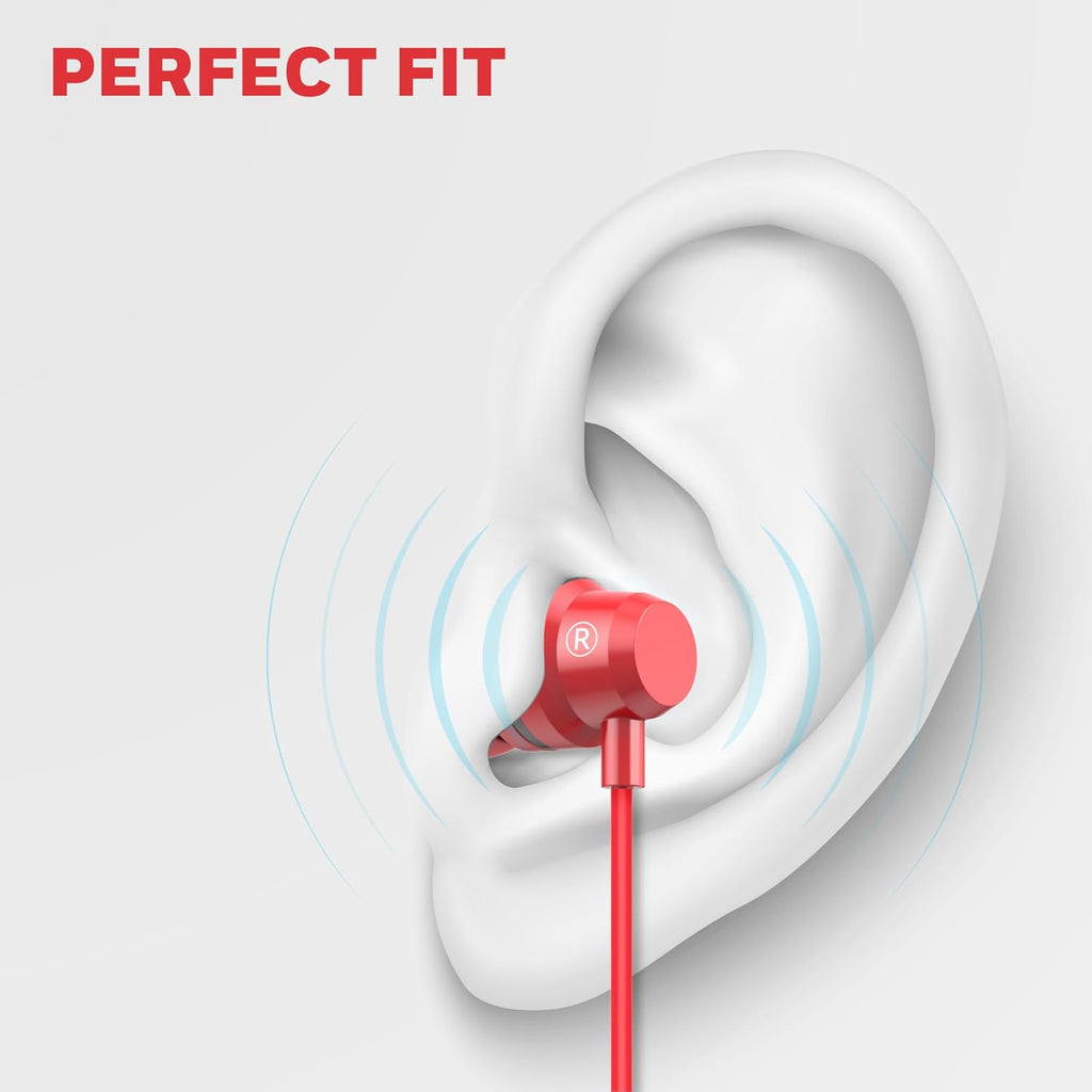 Honeywell Moxie V50 Wired Earphones with Built in Mic, 10mm*2 Drivers, Passive Noise Cancellation, Deep Bass & Clear Sound, Ultra HD Mic Quality, 3.5mm AUX, Voice Assistant Enabled, 1.2 Mtr