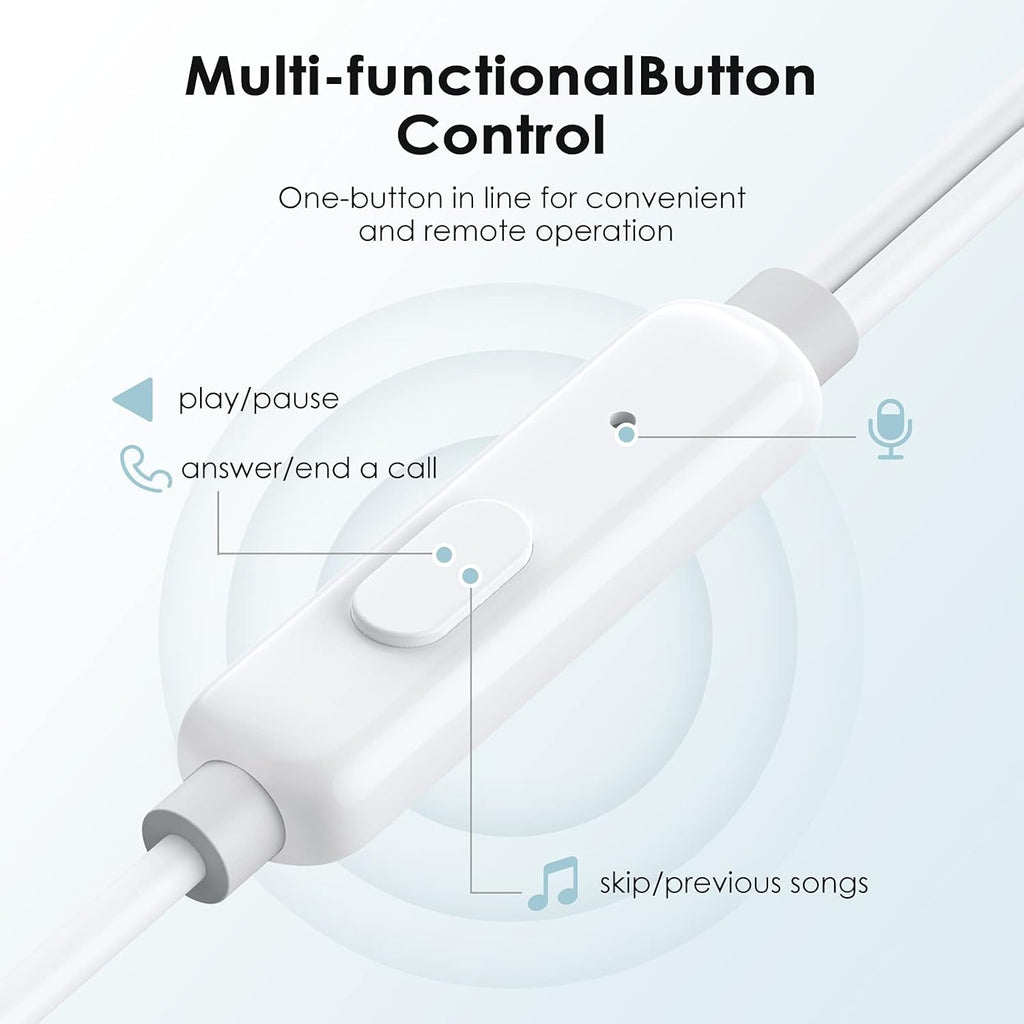 Oraimo in-Ear Wired Earphones | 1.2m Cable | 3.5mm Jack | Airing Design (White Color)