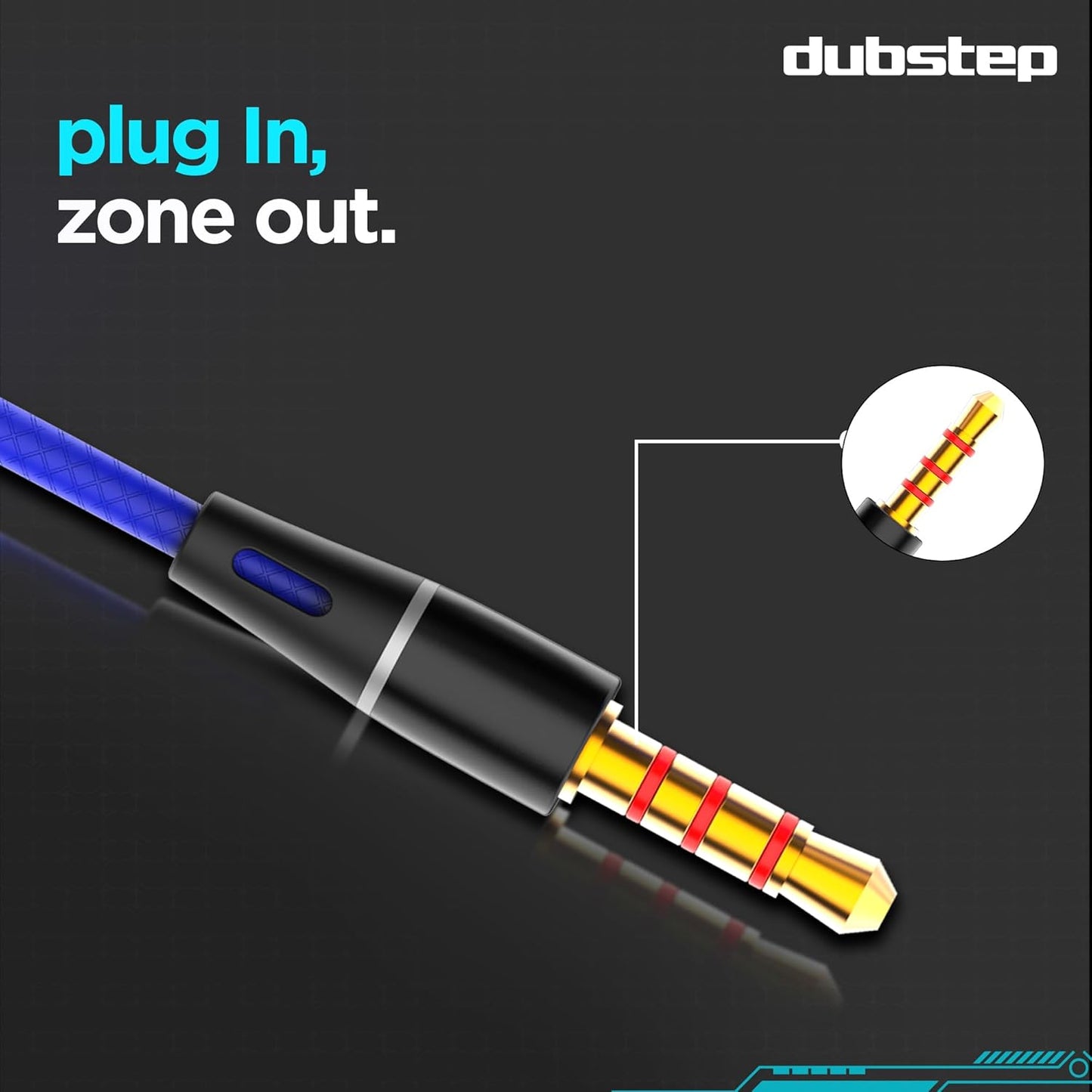 Dubstep Squad M9| X-Bass Technology| 10mm Dynamic Drivers| Mobile/Laptop Compatible|3.5 mm Audio Jack| in-Ear Wired Headphones with Mic- Black & Blue