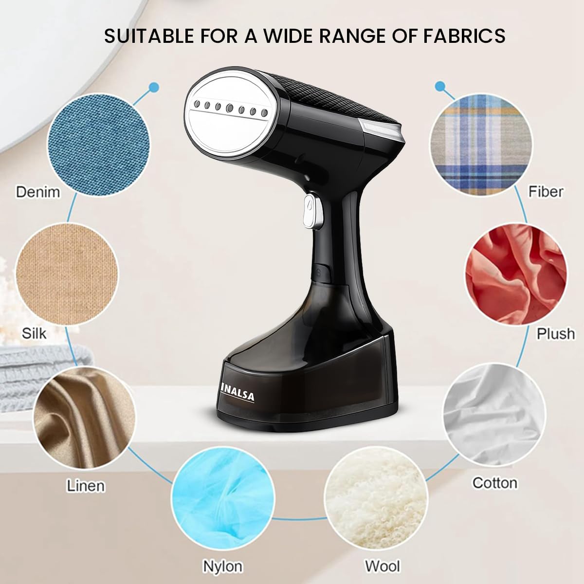 INALSA Garment Steamer for Clothes,Steam Iron Press - Vertical & Horizontal Steaming up to 25g/min, 1600 Watt,340 ml Water tank & 28 sec Fast Heating,Hetaing On/OFF Indicator Light (Cosicosy)