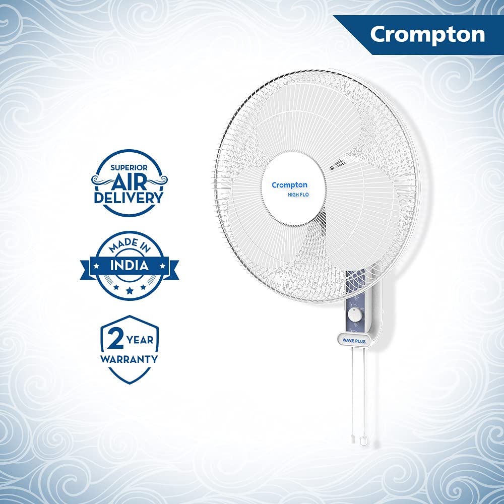 Crompton High Flo Waveplus wall mount fan-KD white