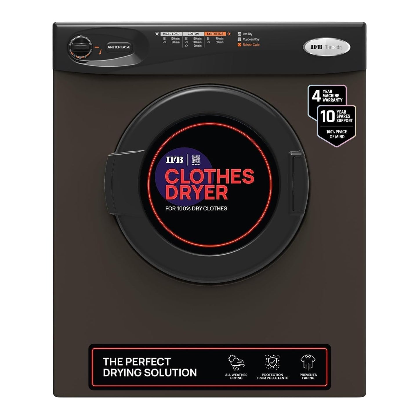 IFB 5.5 kg Fully-automatic Dryer (TURBO DRY EX, Silver, Wall Mountable,Anti crease)