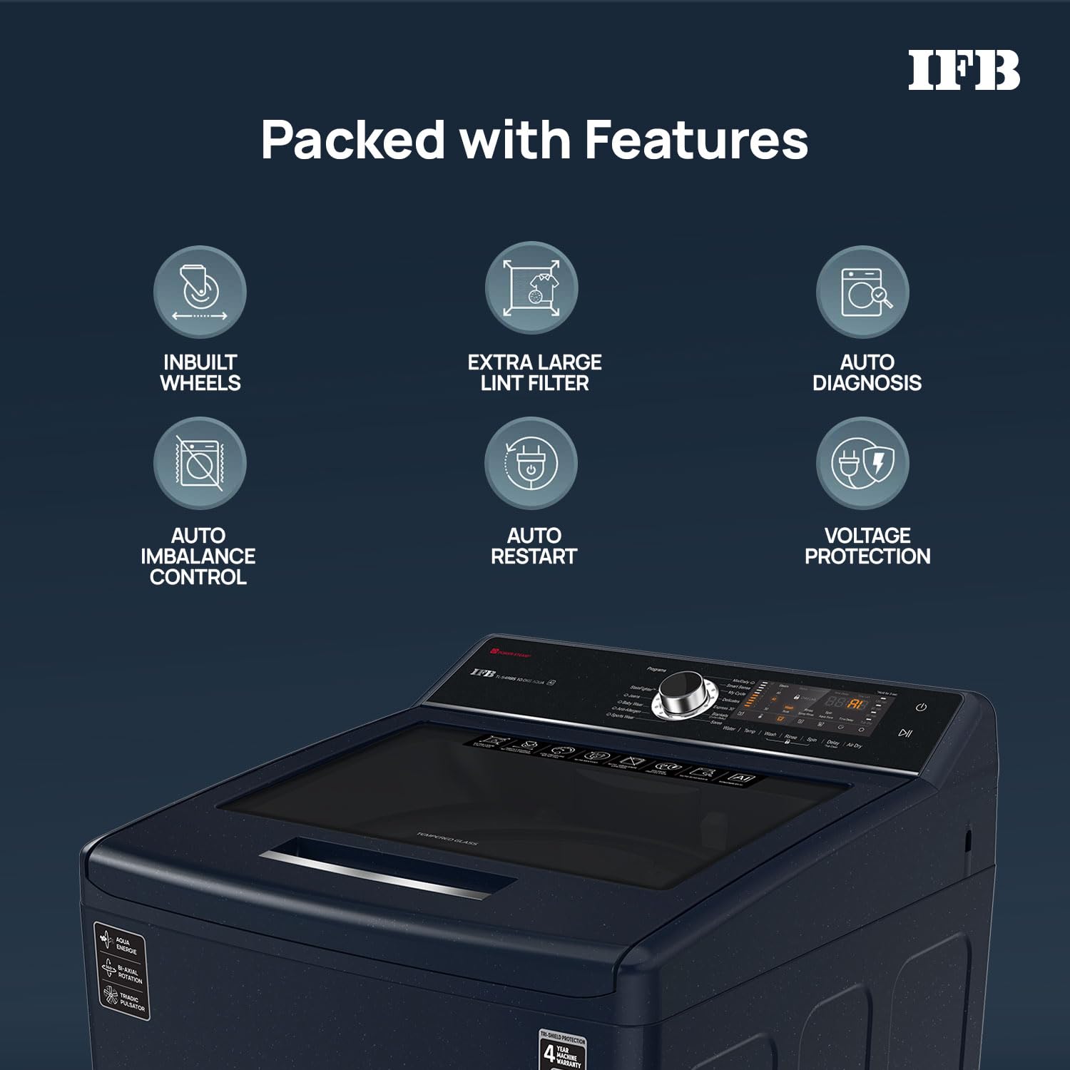 IFB 10 Kg 5 Star AI Powered Fully Automatic Top Load Washing Machine (TL S4RBS 10.0 Kg Aqua, Sparkle Silver, 2X Power Steam, 4 Years Comprehensive Warranty)