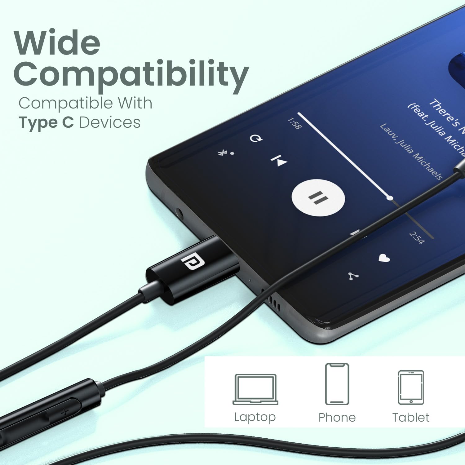 Portronics Conch Gamma C in Ear Type C Wired Earphones with in Line HD Mic & Magnetic Earbuds, Powerful Audio, 14.2mm Driver, TPE Anti Tangle Wire, in line Controls, Wide Compatibility(Black)