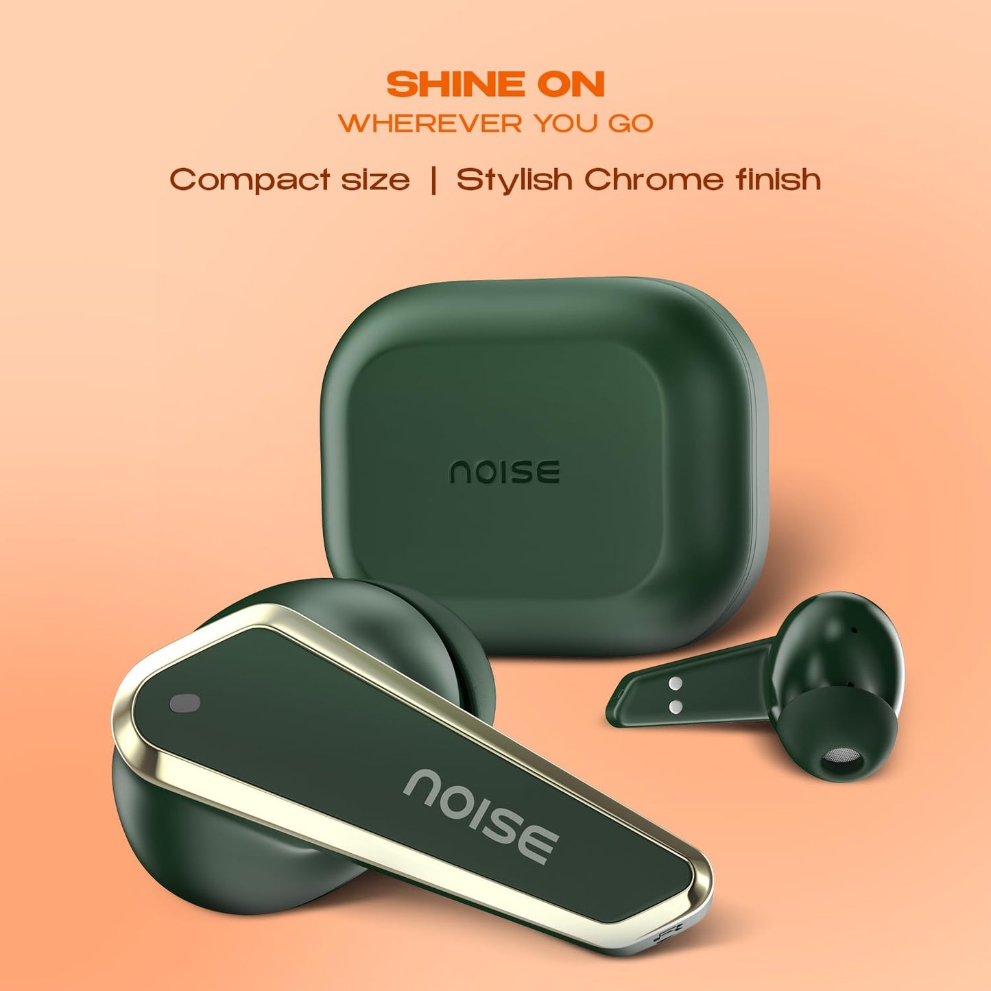 Noise Earbuds N1 Truly Wireless Earbuds with Chrome Finish, 40H of Playtime, Quad Mic with ENC, Ultra Low Latency Gaming (Up to 40 Ms), Instacharge(10 Min=120 Min), Bluetooth V5.3(Forest Green)