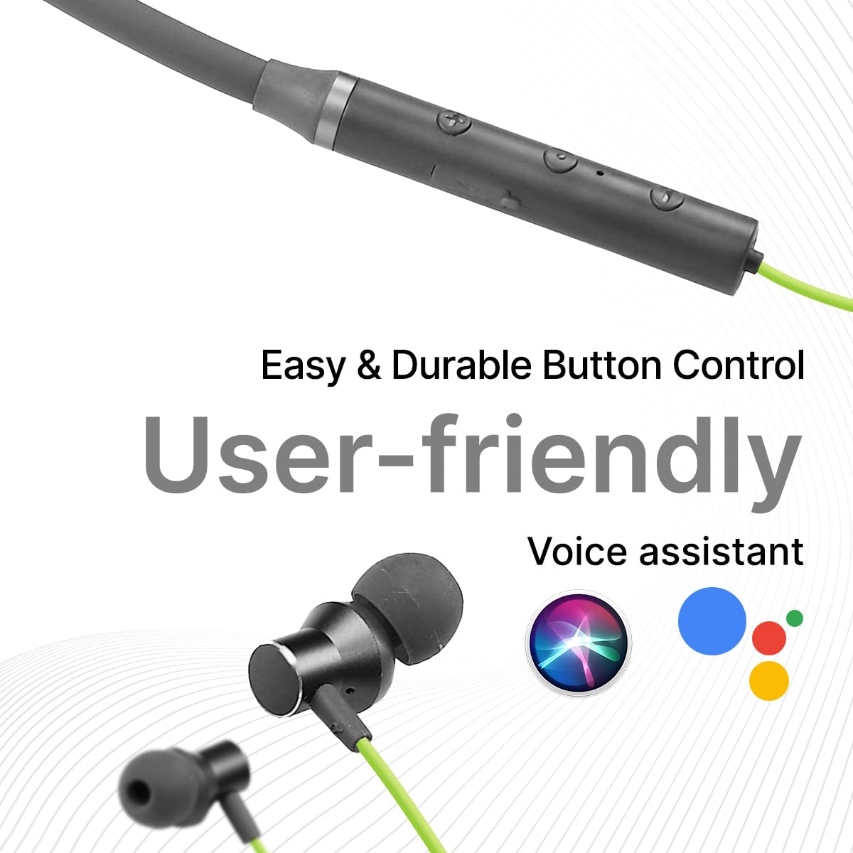 pTron Tangentbeat in Ear Bluetooth 5.0 Wireless Headphones, Deep Bass, 18H Playtime, Clear Calls, Dual Device Pairing Wireless Neckband, Fast Charging, Voice Assistant & IPX4 (Green/Grey)