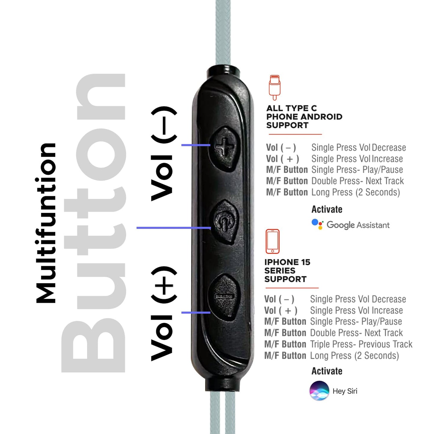 NEOPLAY Flex C Pro USB-C Earphones with Mic | Made in India | Wired Type-C Earbuds for iPhone 15 & Above, Android | Volume Control | Balanced & Crisp Sound | 13mm Driver | Comfortable Fit