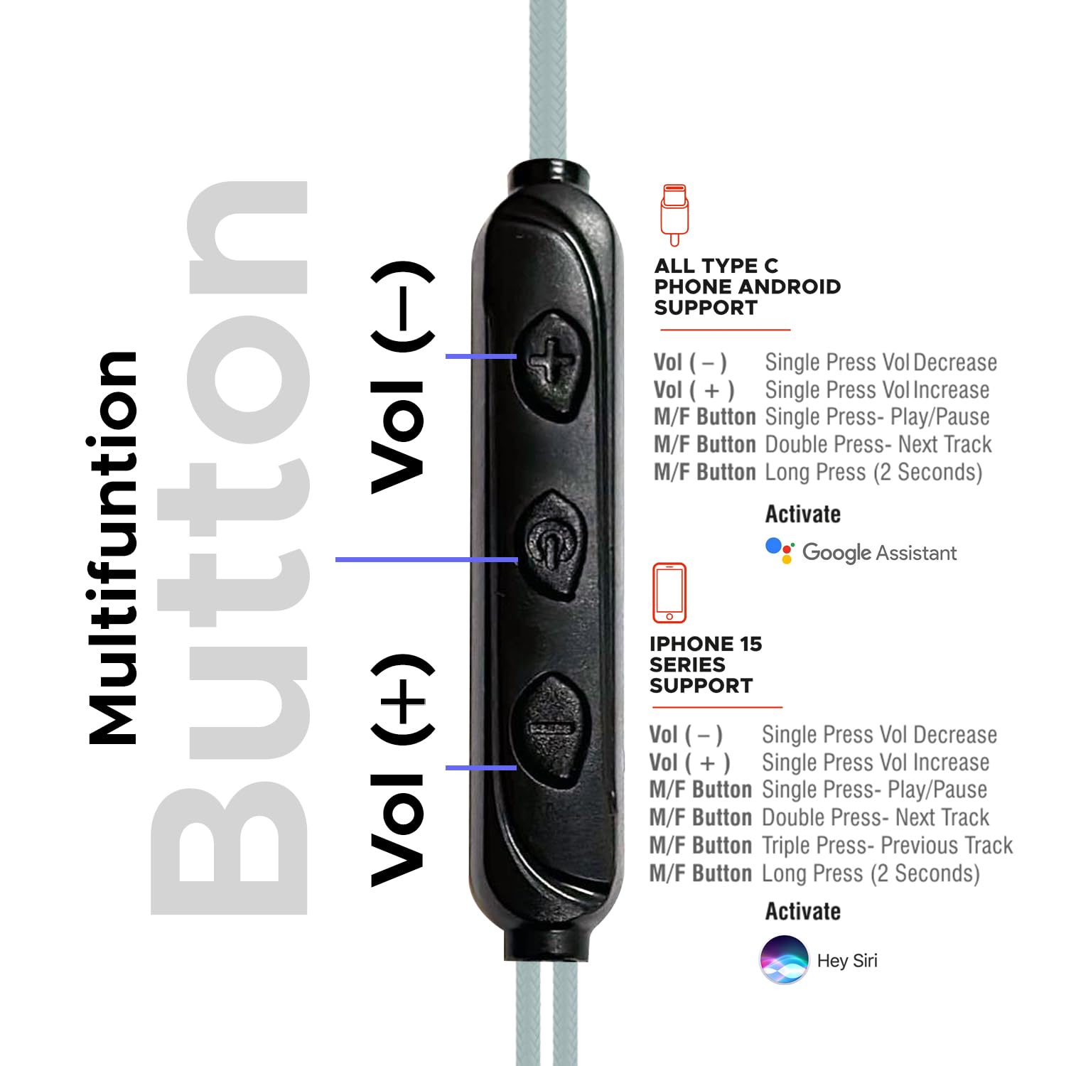 NEOPLAY Flex C Pro USB-C Earphones with Mic | Made in India | Wired Type-C Earbuds for iPhone 15 & Above, Android | Volume Control | Balanced & Crisp Sound | 13mm Driver | Comfortable Fit