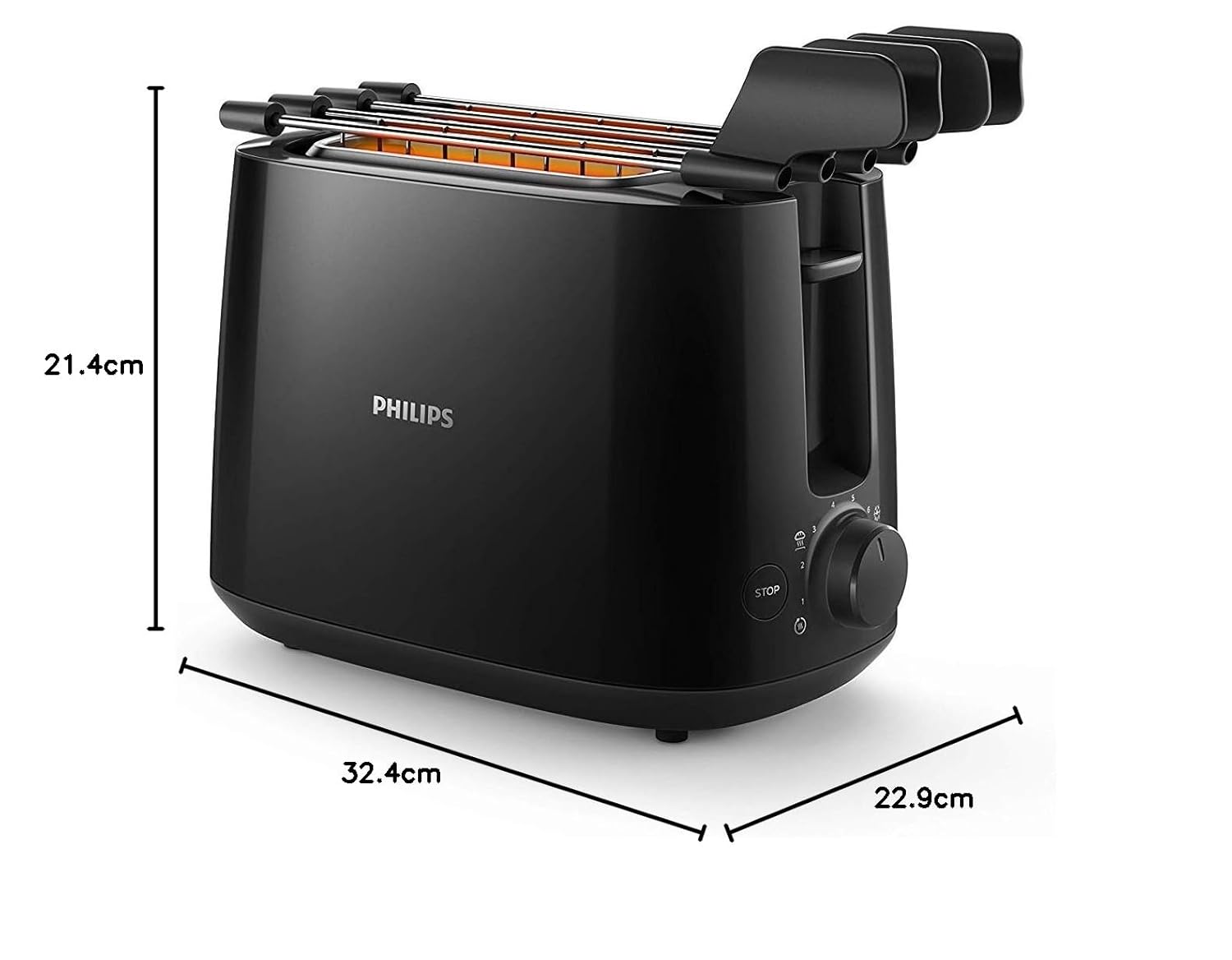 Philips Daily Collection HD2583/90 600-Watt 2 in 1 - Toaster and Sandwichmaker (Black)