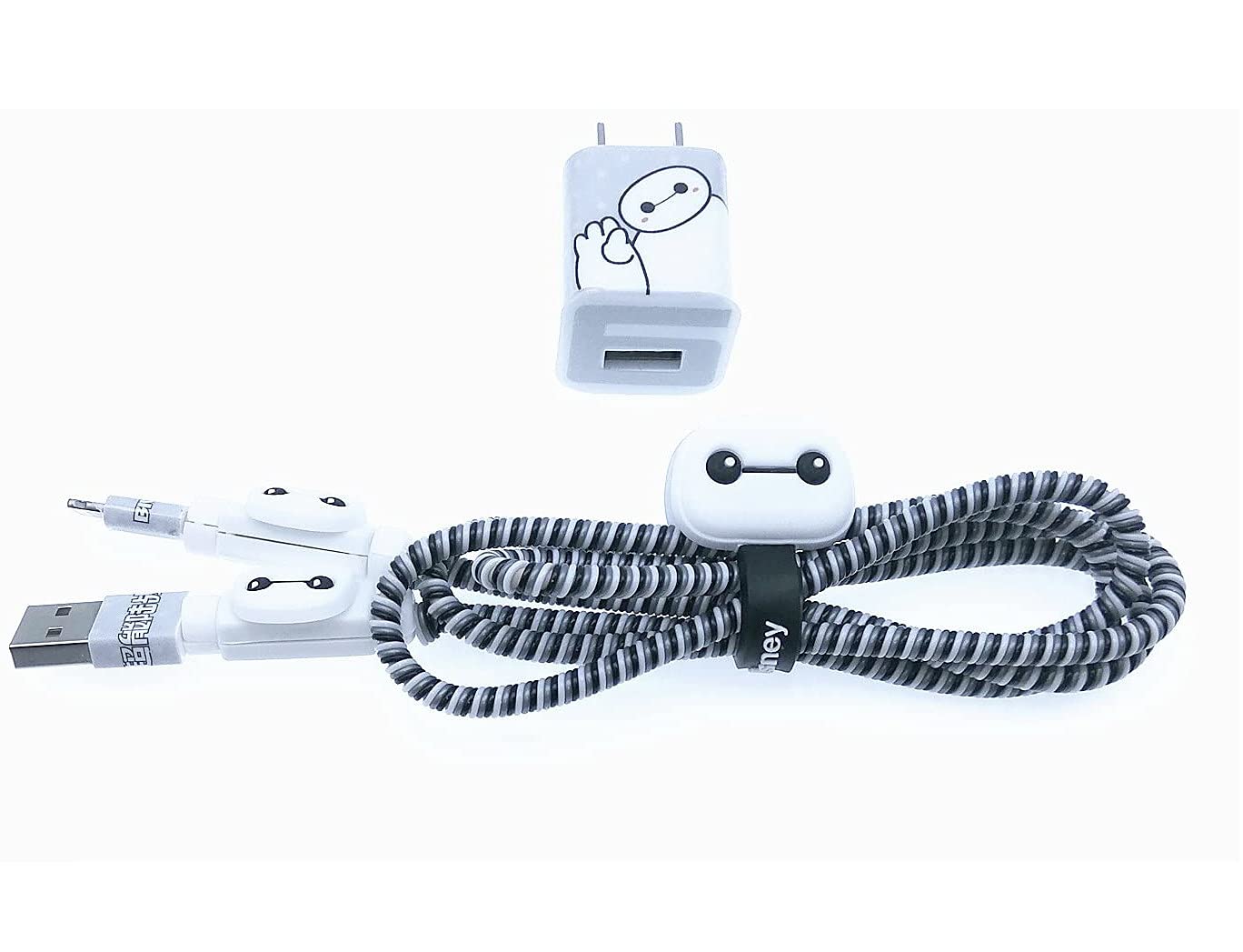 Careflection 6-in-1 Multi Combo Spiral USB Cable Protectors + Earphones Winder + Sticker + Cable Clips + Earphone Jack Clip (Captain America)