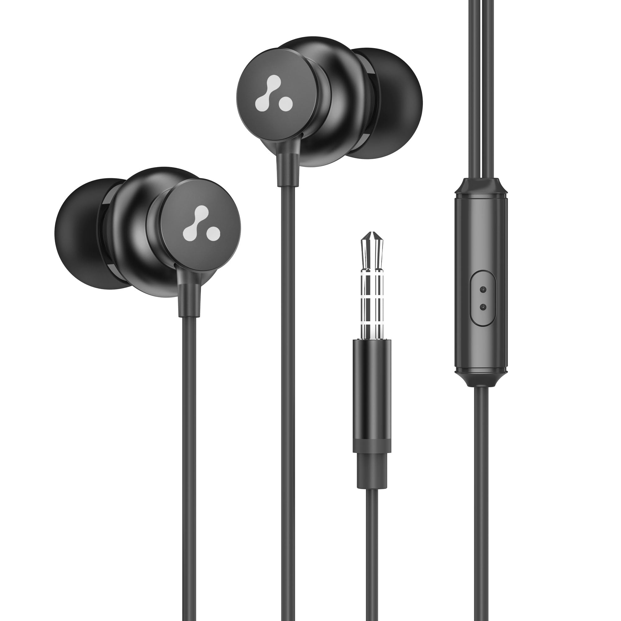 Ambrane Stringz 38 Wired Headphones with Mic, Powerful HD Sound with High Bass, Tangle Free Cable, Comfort in Ear Fit, 3.5mm Jack (Purple)