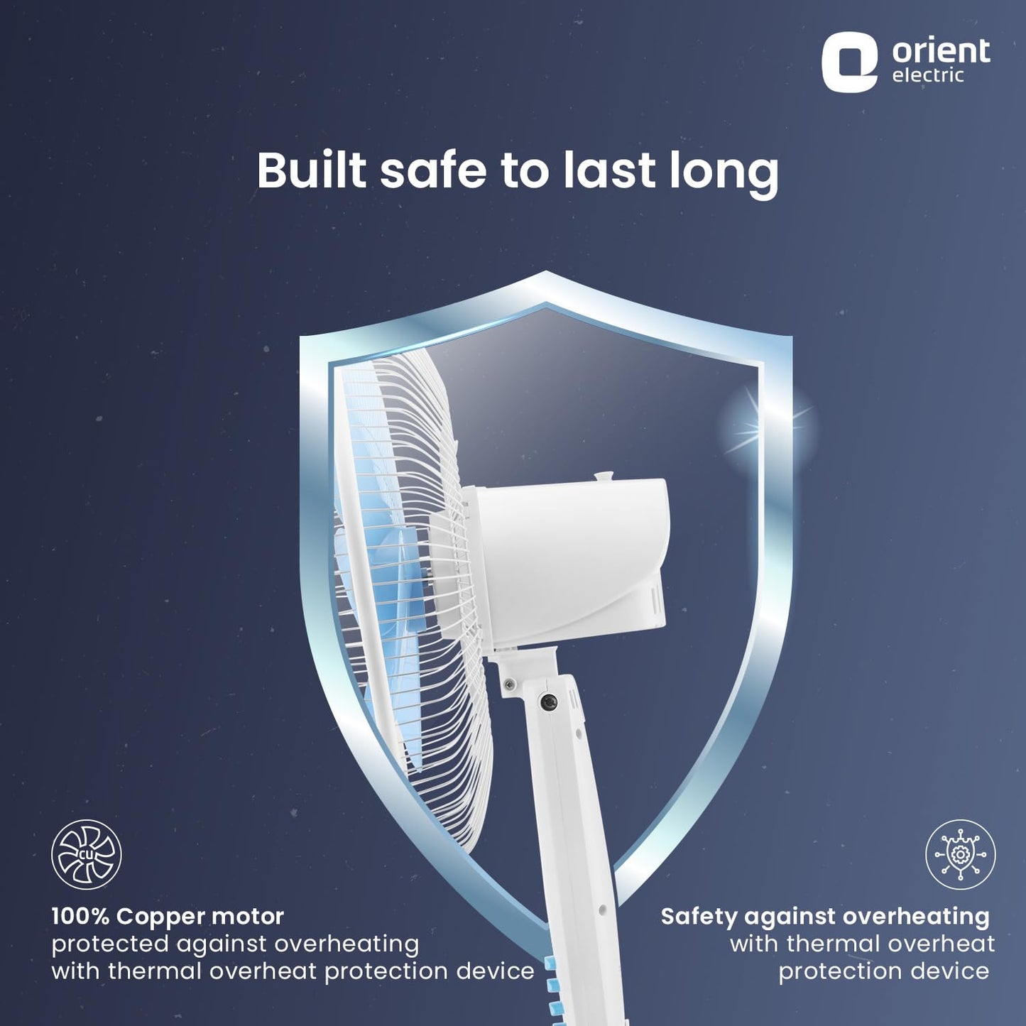 Orient Electric Stand-82 400 MM Oscillating Pedestal Fans | Stand Fan with Tilt Mechanism | High Air Delivery | Aesthetic Design with Telescopic Arrangement | 2 Year Warranty by Orient, Sky Blue