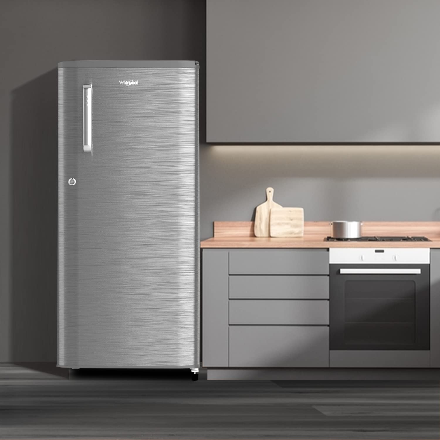 Whirlpool 184 L 4 Star Inverter Direct-Cool Single Door Refrigerator (205 WDE PRM 4S Inv MAGNUM STEEL-Z, Magnum Steel,Grey)