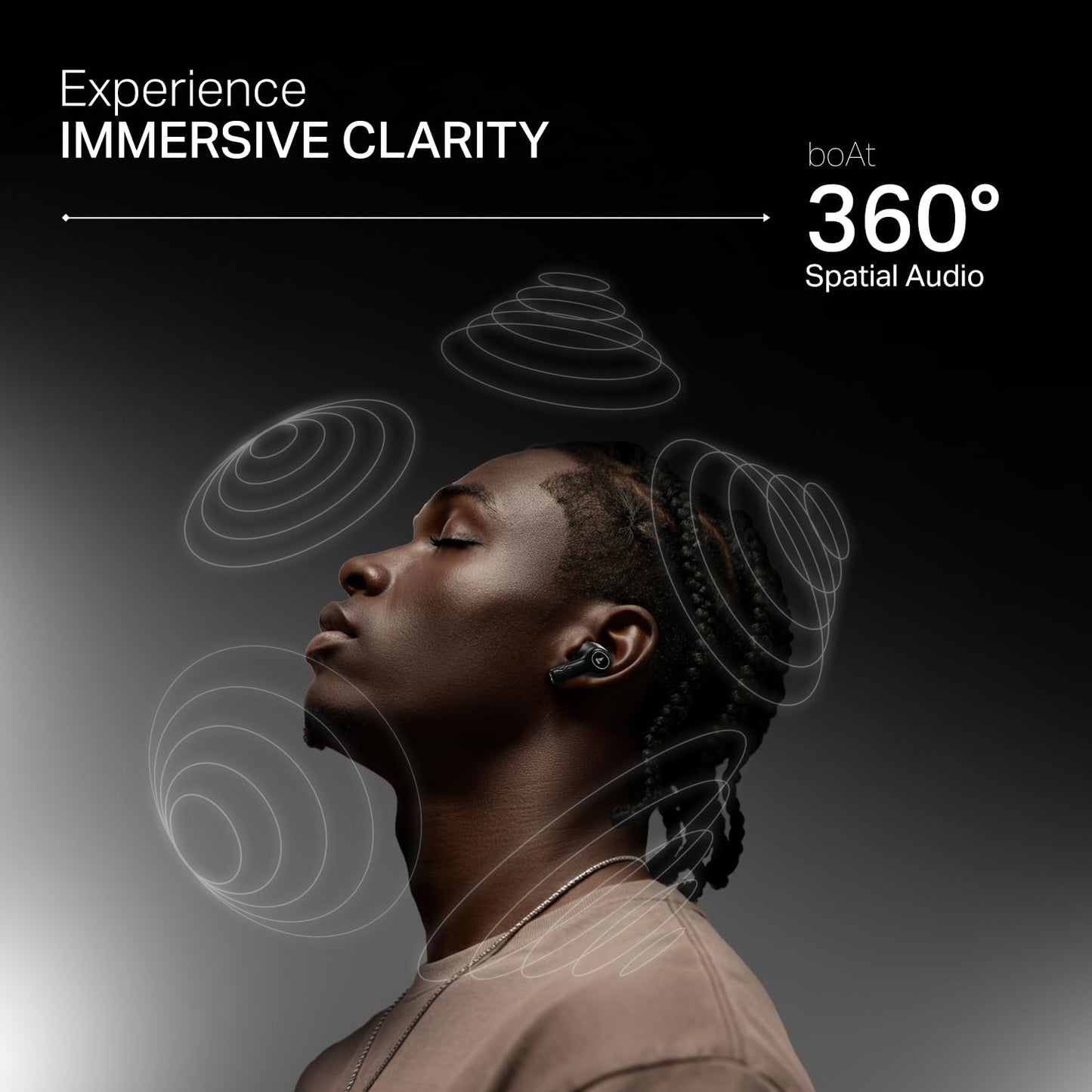 boAt Nirvana Crystl (2025 Launch), Transparent Case,Spatial Audio, ANC(~32dB), 100Hrs Battery,4Mics ENx,App Support, Bluetooth Earbuds, TWS Ear Buds Wireless Earphones with mic (Quantum Black)