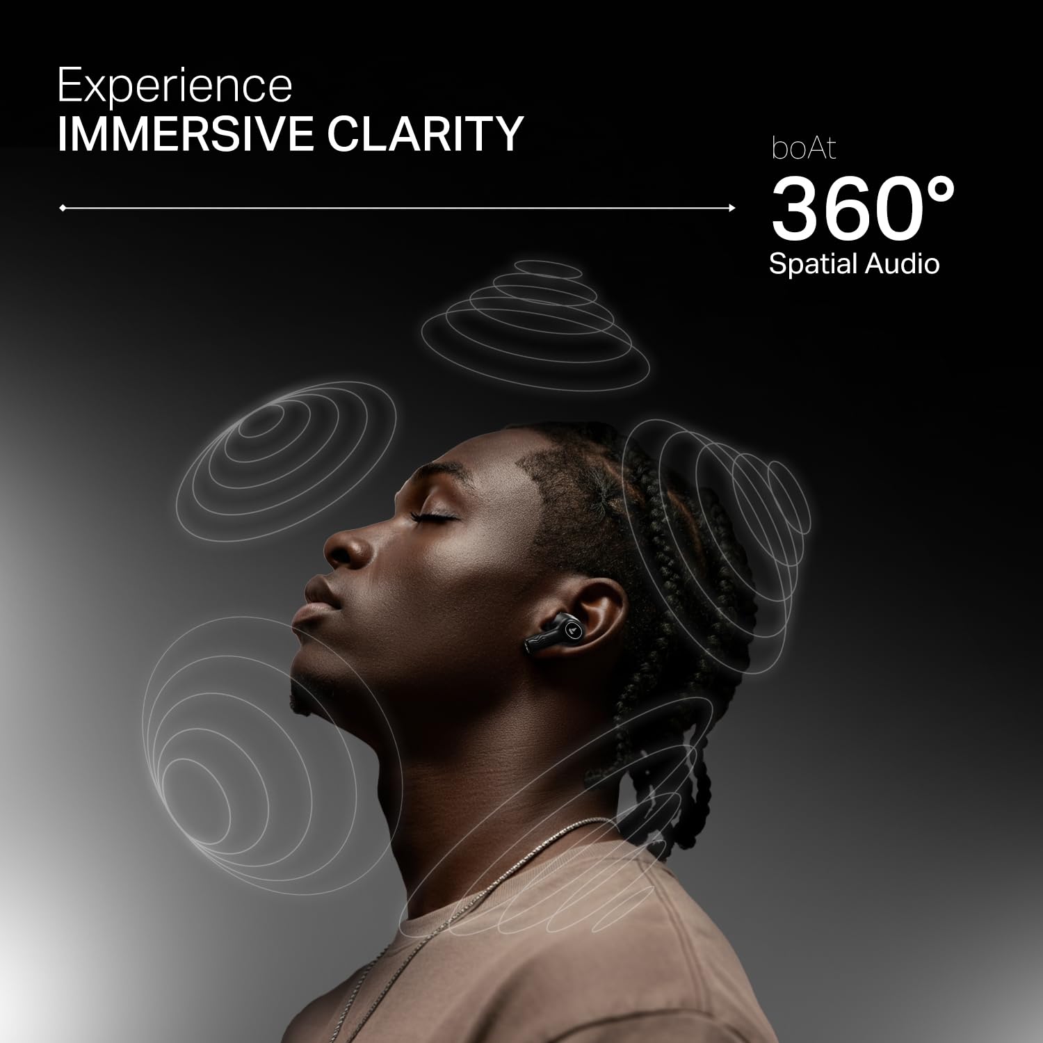 boAt Nirvana Crystl (2025 Launch), Transparent Case,Spatial Audio, ANC(~32dB), 100Hrs Battery,4Mics ENx,App Support, Bluetooth Earbuds, TWS Ear Buds Wireless Earphones with mic (Quantum Black)