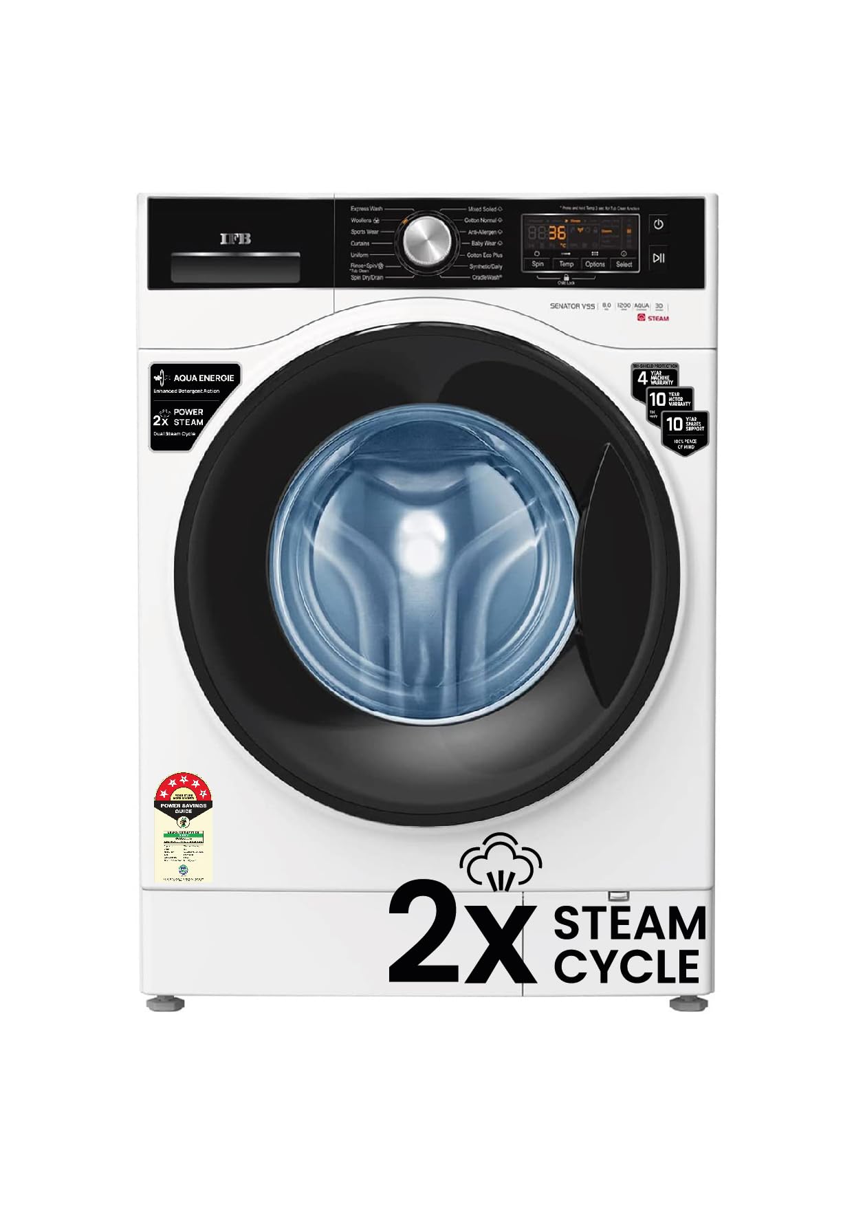 IFB 8 Kg 5 Star Powered by AI with 9 Swirl Wash, WiFi, Fully Automatic Front Load Washing Machine (Senator GXN 8012, Steam Refresh Program with Eco Inverter, Grey)