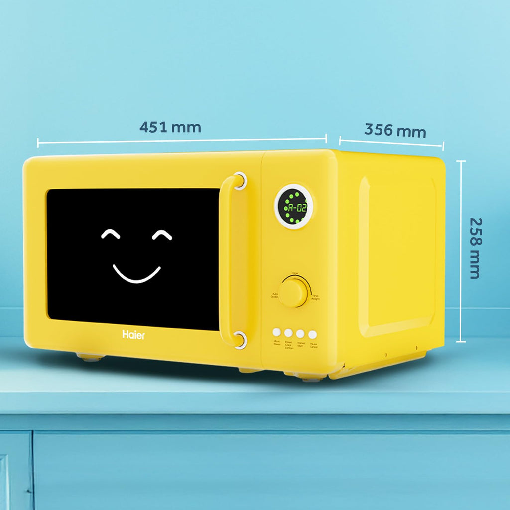 Haier Vogue 20L Lemon Solo Microwave Oven with Auto Cook Menus I Digital Display