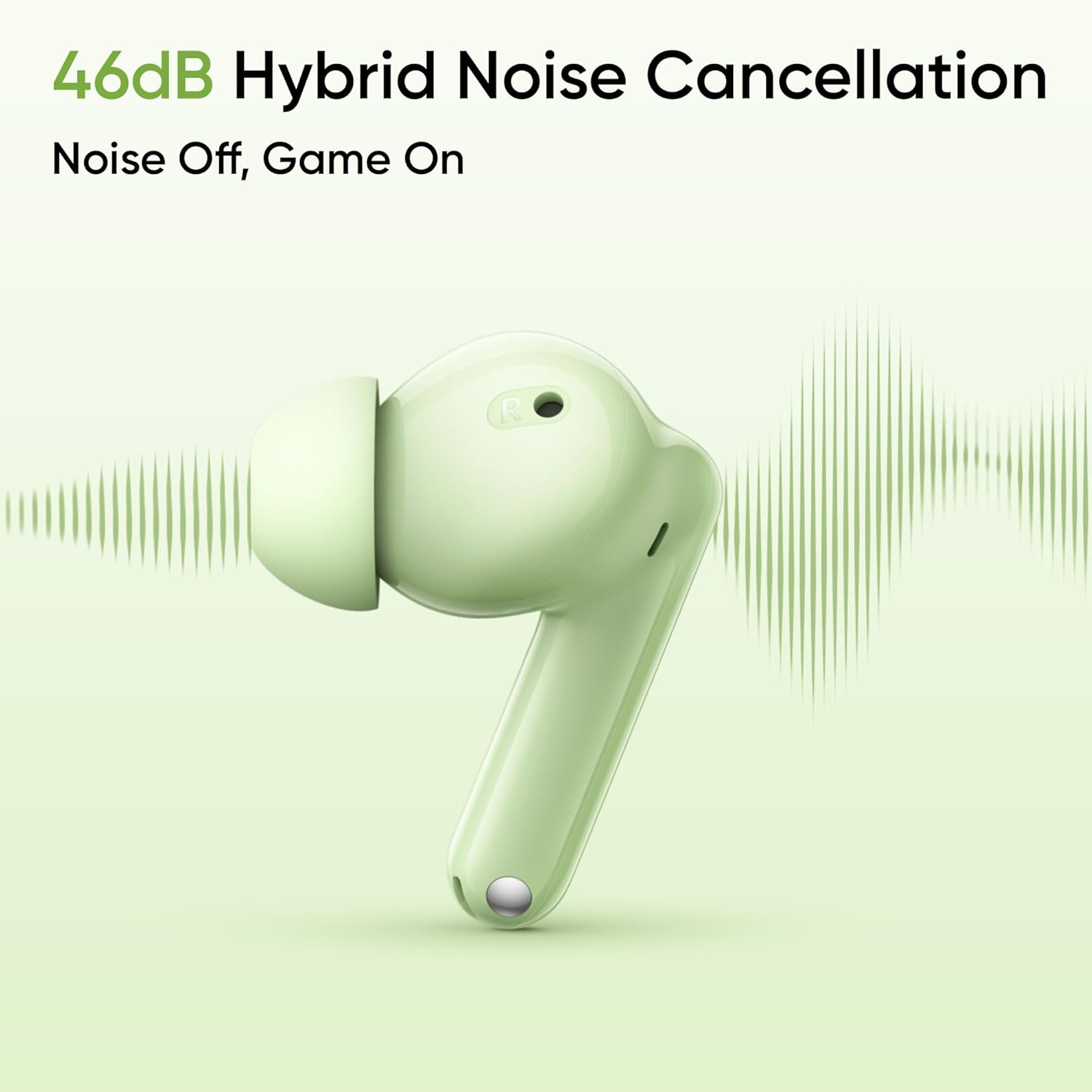 realme Buds N1 True Wireless in-Ear Earbuds with 46dB Hybrid ANC, 360° Spatial Audio, 12.4mm Dynamic Bass Driver, Upto 40Hrs Battery and Fast Charging (Energizing Green)