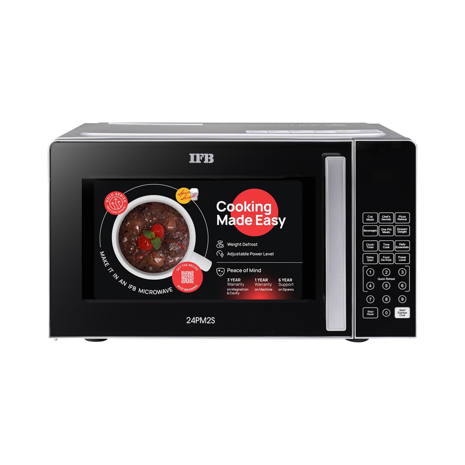 IFB 25 L Solo Microwave Oven (25PM2S, Anti Rust Stainless Steel Cavity With 61 Auto Cook Menus, Multi Stage Cooking, Auto Defrost, Silver)