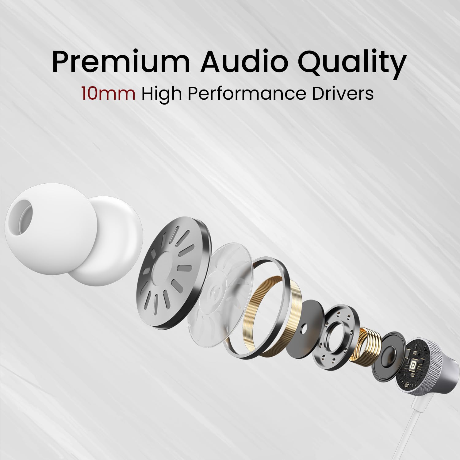 Portronics Conch Beat C in Ear Wired Earphones with Mic, Type C Audio Jack, 10mm Driver, 1.2m TPE Anti Tangle Wire, in line Mic Controls, Powerful Audio, Metal Alloy Body, Wide Compatibility(Silver)