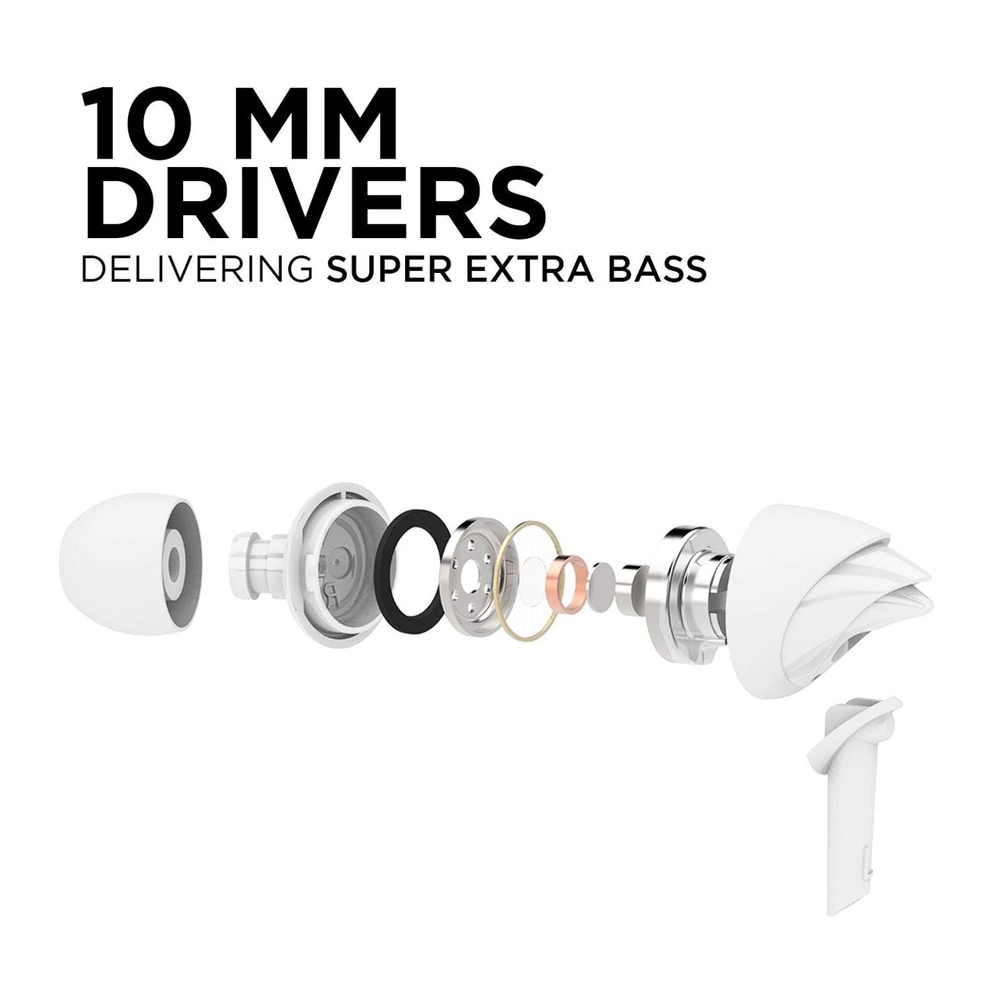 boAt Bassheads 100 in Ear Wired Headphones with Mic (White)