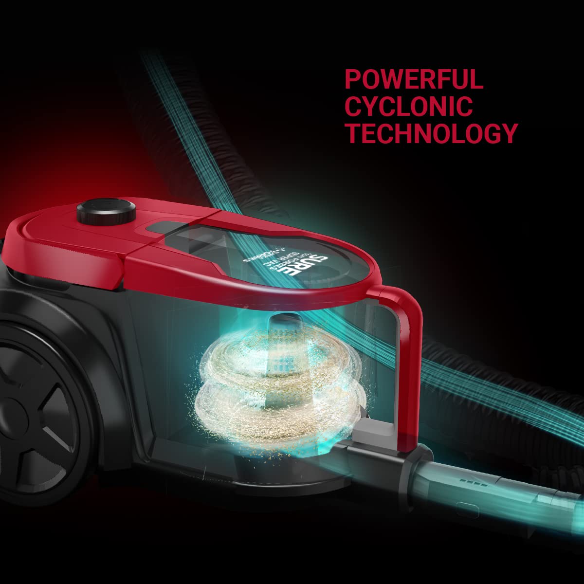 Eureka Forbes SuperVac 1600 Watts Powerful Suction,bagless Vacuum Cleaner with cyclonic Technology,7 Accessories,1 Year Warranty,Compact,Lightweight & Easy to use (Red) 1 Liter HEPA Filter 1 Piece