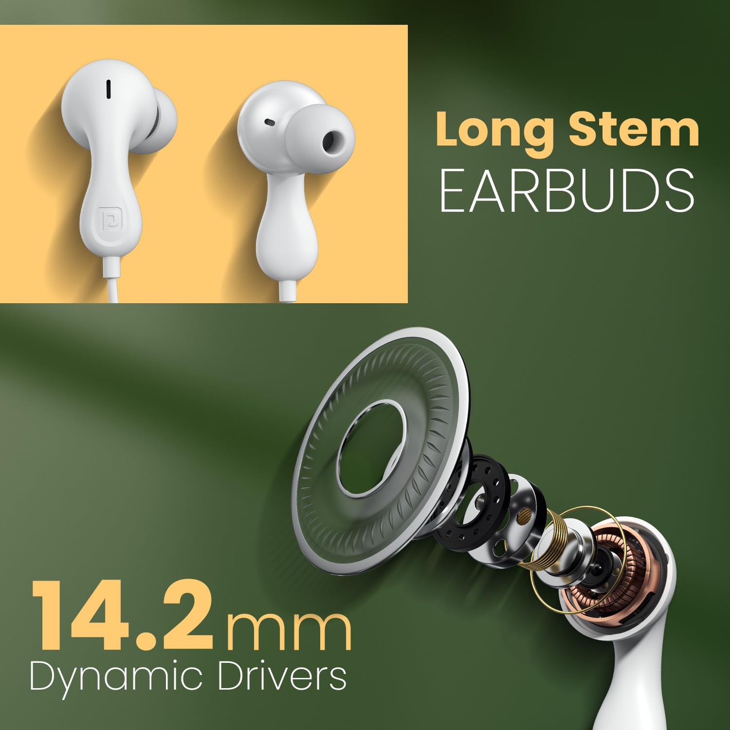 Portronics Conch Kappa C in Ear Type C Wired Earphones with In Line HD Mic, Powerful Audio, 14.2mm Dynamic Driver, Unique Earbuds Design,TPE Anti Tangle Wire,In line Controls,Wide Compatibility(White)